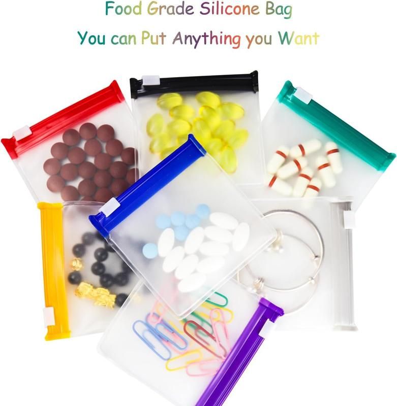 🔥50% OFF Last Day Sale Color-Coded Mini Silicone Storage Bags – Easy-View Design & Slide-Lock Closure for Pills, Jewelry & Essentials