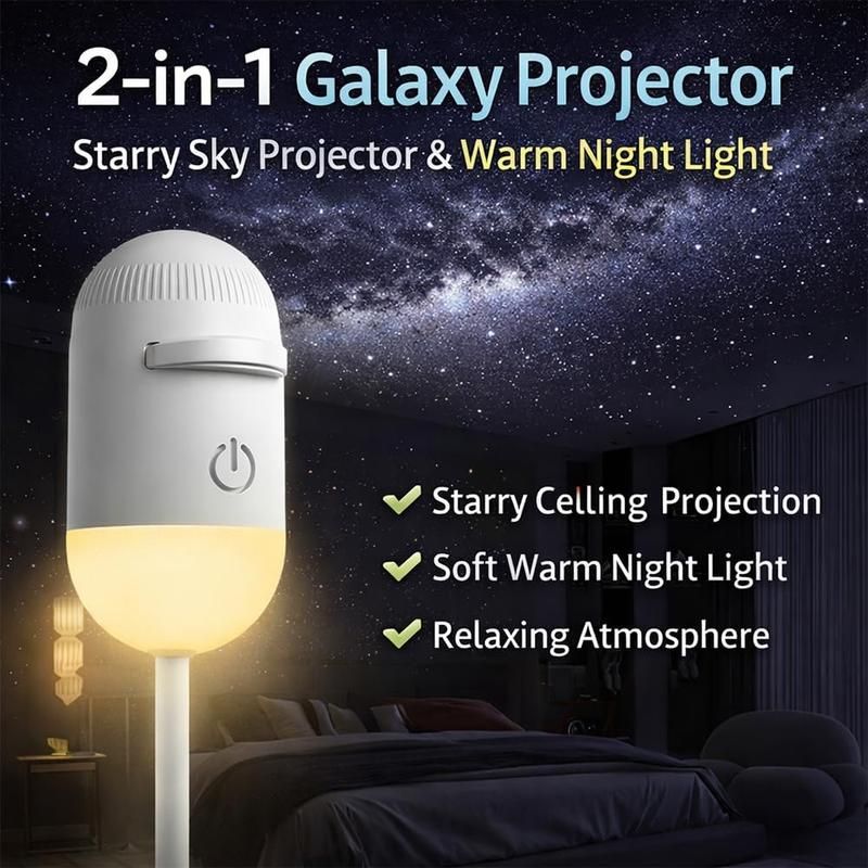 🔥50% OFF Last Day Sale Turn Any Room Into A Starry Escape | 2-in-1 USB Galaxy Projector Night Light with 360° Adjustable Starry Ceiling Projection