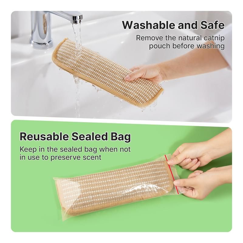 🔥50% OFF Last Day Sale Natural Sisal Catnip Pillow Toy – Washable Scratch & Bite Toy with Removable Catnip Pouch to Help Save Your Sofa