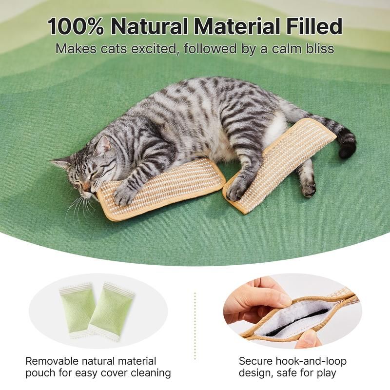 🔥50% OFF Last Day Sale Natural Sisal Catnip Pillow Toy – Washable Scratch & Bite Toy with Removable Catnip Pouch to Help Save Your Sofa