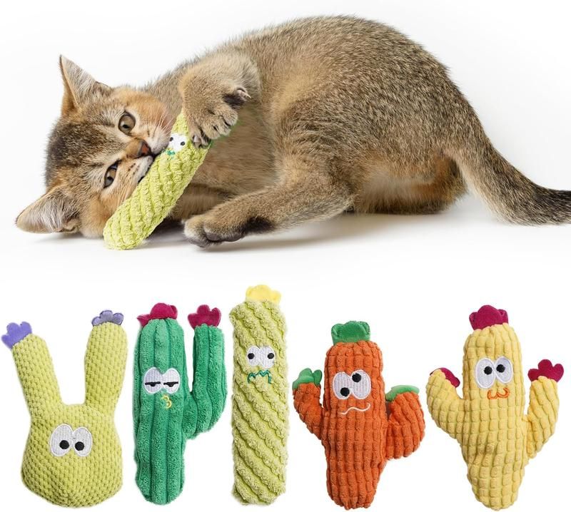 🔥50% OFF Last Day Sale Organic Catnip Plush Cat Toys – 100% Catnip Filled, No Synthetic Cotton Fillers, Soft Cactus Toys Cats Love