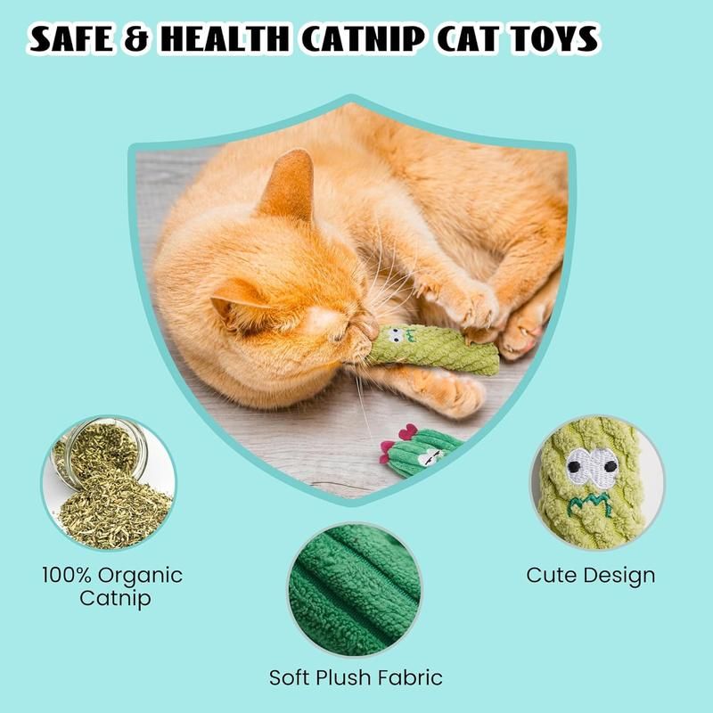 🔥50% OFF Last Day Sale Organic Catnip Plush Cat Toys – 100% Catnip Filled, No Synthetic Cotton Fillers, Soft Cactus Toys Cats Love