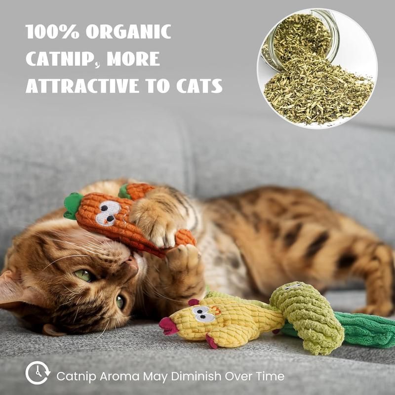 🔥50% OFF Last Day Sale Organic Catnip Plush Cat Toys – 100% Catnip Filled, No Synthetic Cotton Fillers, Soft Cactus Toys Cats Love