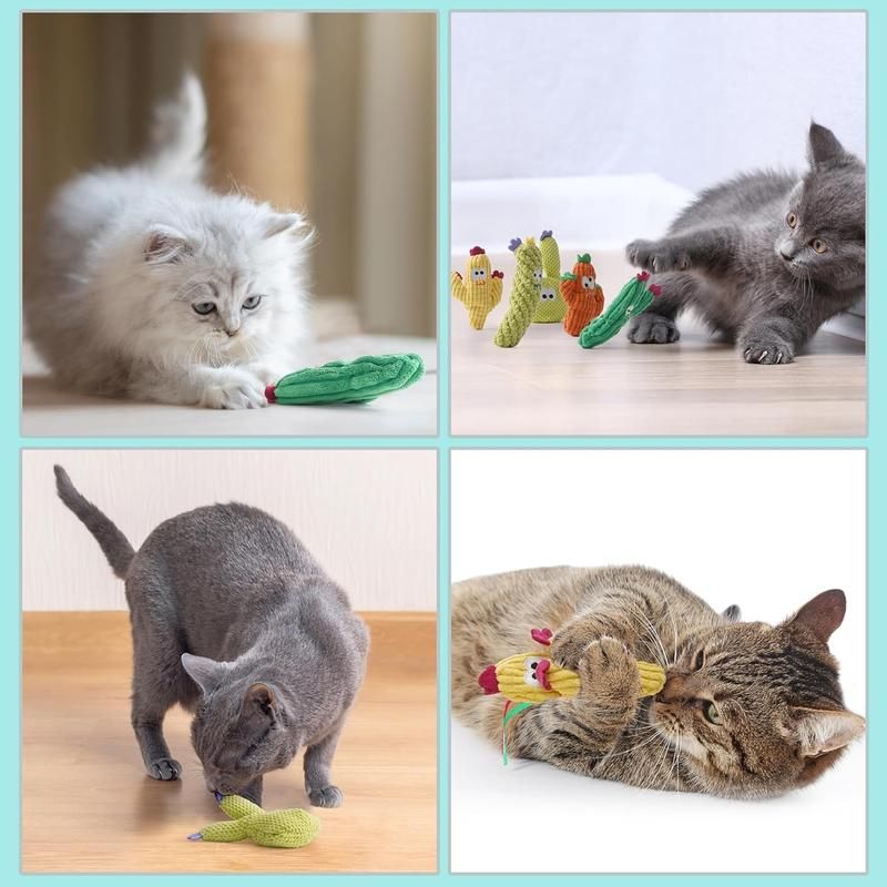 🔥50% OFF Last Day Sale Organic Catnip Plush Cat Toys – 100% Catnip Filled, No Synthetic Cotton Fillers, Soft Cactus Toys Cats Love