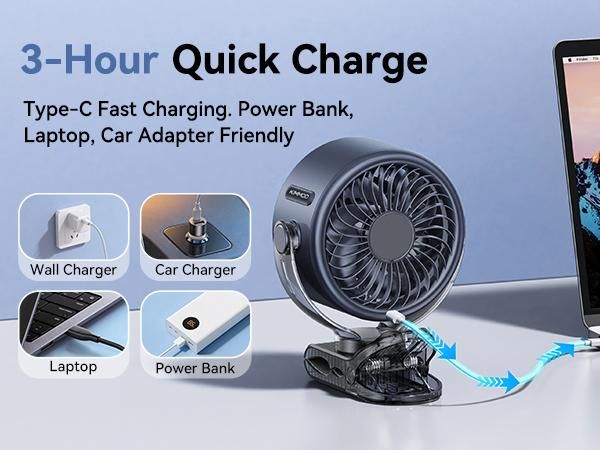🔥50% OFF Last Day Sale Rechargeable Portable Clip on Fan-100-Speed Touch Control, LED Display, 360° Rotate Quiet Turbo Desk Fan, Small Battery Operated USB Fan for Stroller Bed Travel Camping Golf Gym