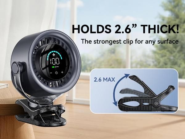 🔥50% OFF Last Day Sale Rechargeable Portable Clip on Fan-100-Speed Touch Control, LED Display, 360° Rotate Quiet Turbo Desk Fan, Small Battery Operated USB Fan for Stroller Bed Travel Camping Golf Gym