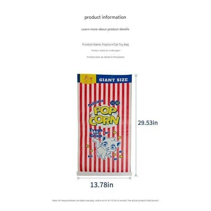 🔥50% OFF Last Day Sale Popcorn Cat Crinkle Hideaway Bag – 4-in-1 Giant Cat Toy with Built-In Crinkle Sound, Scratch & Foldable Play Nest