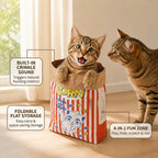 🔥50% OFF Last Day Sale Popcorn Cat Crinkle Hideaway Bag – 4-in-1 Giant Cat Toy with Built-In Crinkle Sound, Scratch & Foldable Play Nest