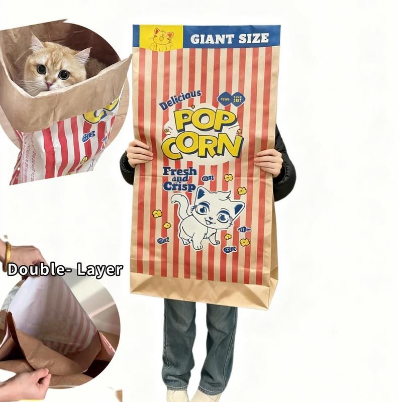 🔥50% OFF Last Day Sale Popcorn Cat Crinkle Hideaway Bag – 4-in-1 Giant Cat Toy with Built-In Crinkle Sound, Scratch & Foldable Play Nest