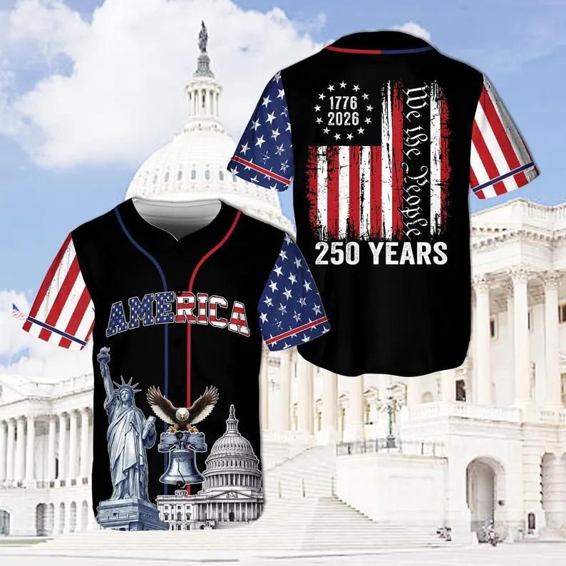 🔥50% OFF Last Day Sale Celebrate America 250 Years – Breathable Lightweight Patriotic Baseball Jersey for 4th of July | 1776–2026 Limited Edition