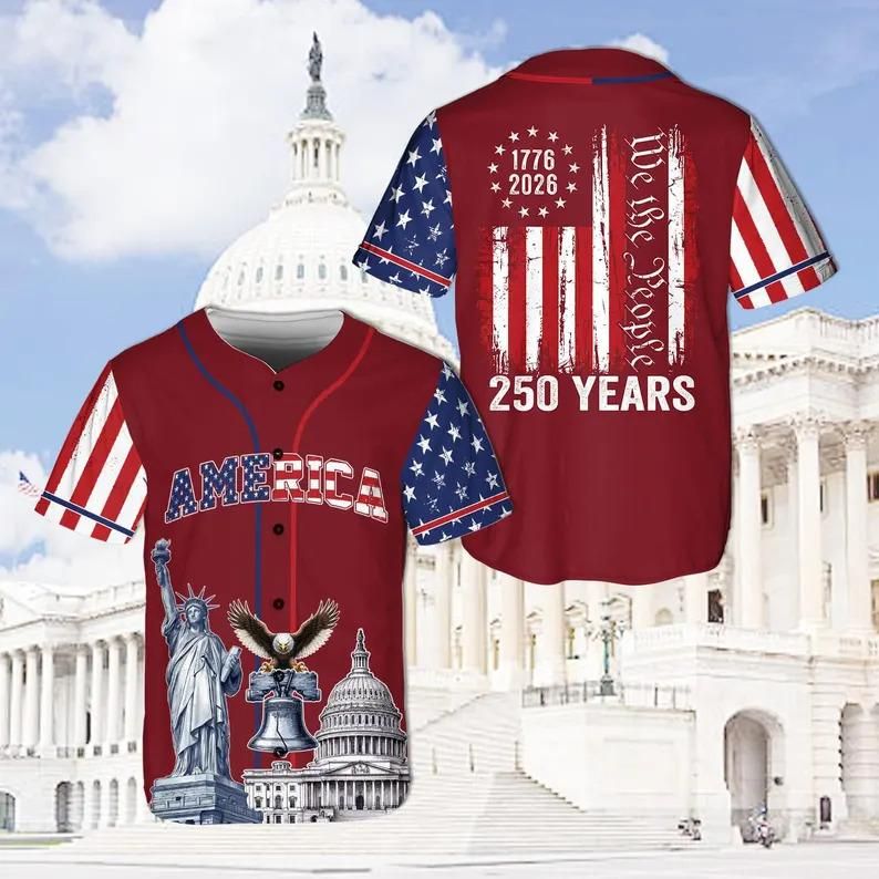 🔥50% OFF Last Day Sale Celebrate America 250 Years – Breathable Lightweight Patriotic Baseball Jersey for 4th of July | 1776–2026 Limited Edition