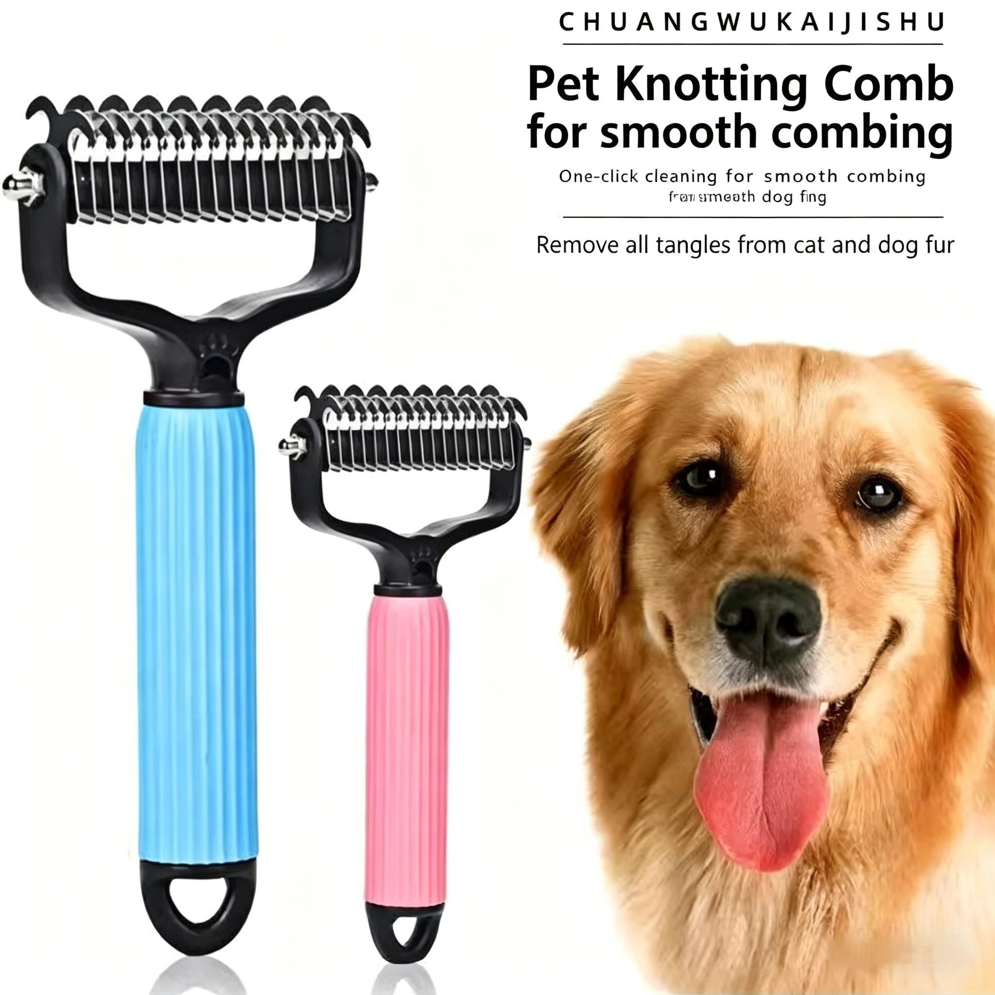 🔥50% OFF Last Day Sale |Pet Detangling Comb, Double-Sided Grooming Brush for Dogs & Cats, One-Click Clean Undercoat Rake for Shedding Mats